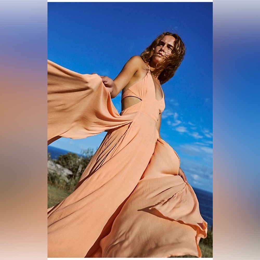 Free People Lille layered maxi in peach